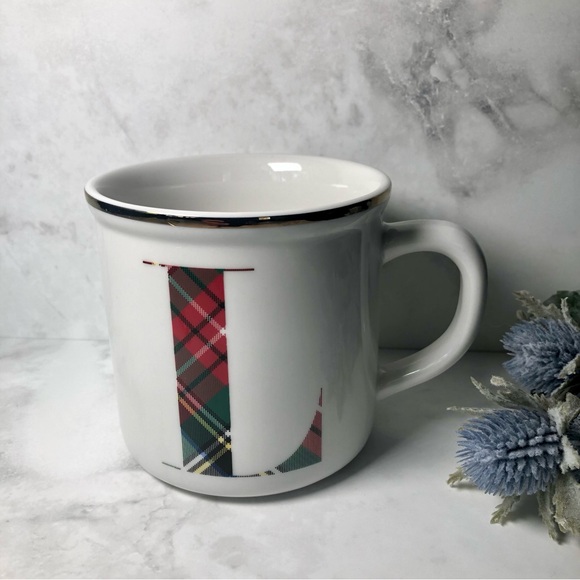 POTTERY BARN “Stewart Plaid” Initial L Coffee / Tea Mug - Picture 7 of 7